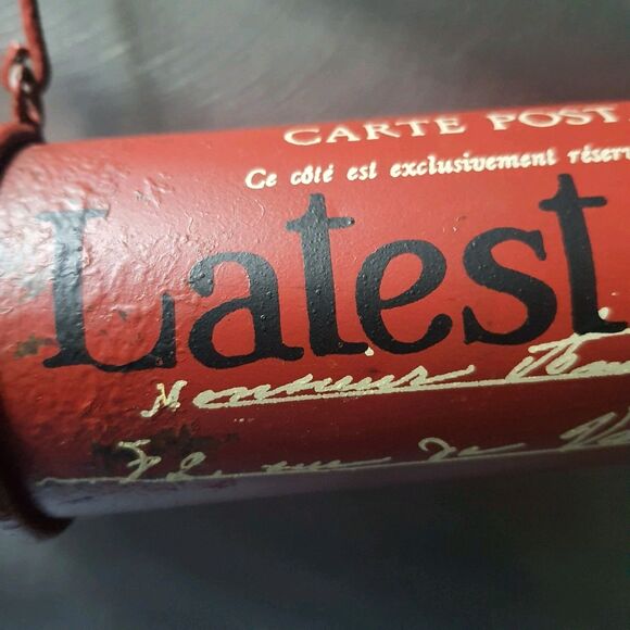 Carte Post Tube Mailbox Metal 10.5" Wall Hanging Christmas Letters To Santa - Picture 3 of 10